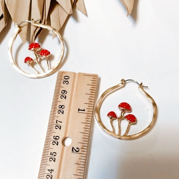 Mushroom hoop earrings #107  - Picture 5 of 6